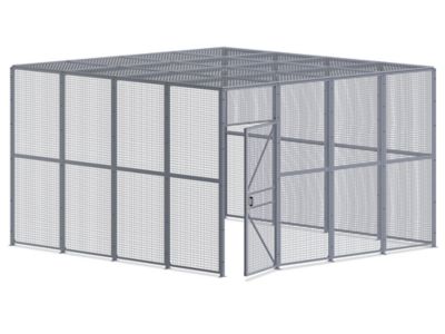 Wire Security Room with Hinged Door and Roof - 16 x 16 x 10', 3-Sided H-8302-3