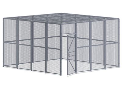 Wire Security Room with Hinged Door and Roof - 16 x 16 x 10', 4-Sided H-8302-4