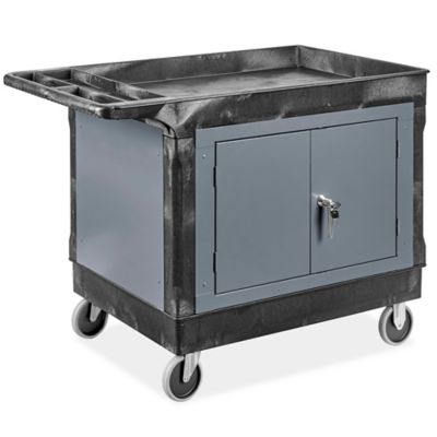 Utility Cart with Cabinet - 5" Rubber Wheels, 45 x 25 x 33"