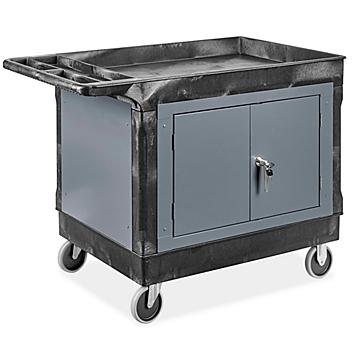 Utility Cart with Cabinet - 5" Rubber Wheels, 45 x 25 x 33"