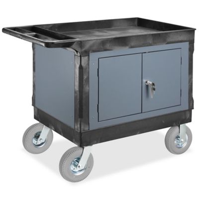 Utility Cart with Cabinet - 8 Pneumatic Wheels, 45 x 25 x 37 H-8315 -  Uline