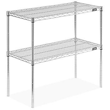 Two-Shelf Stainless Steel Wire Shelving Unit - 36 x 18 x 34" H-8337