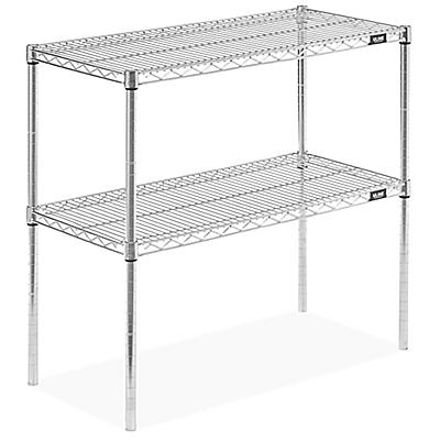 Two Shelf Wire Shelving Unit 36 X 18, Stainless Steel Metro Shelving