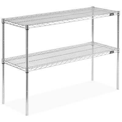 Two-Shelf Stainless Steel Wire Shelving Unit - 48 x 18 x 34" H-8338