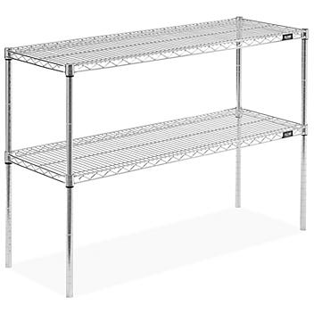 Two-Shelf Stainless Steel Wire Shelving Unit - 48 x 18 x 34" H-8338