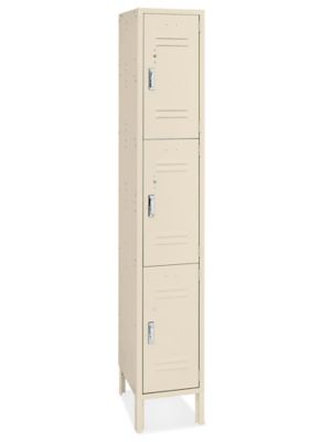 Uline Three Tier Lockers - 1 Wide, Unassembled, 12" Wide, 12" Deep, Tan H-8342T