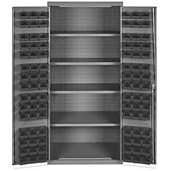 Bin Storage Cabinet - 36 x 24 x 78", 90 Black Bins H-8345BL