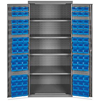 Bin Storage Cabinet - 36 x 24 x 78", 90 Blue Bins H-8345BLU