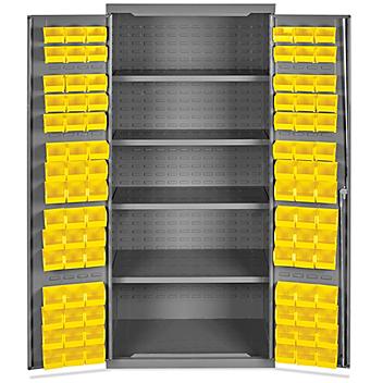 Bin Storage Cabinet - 36 x 24 x 78", 90 Yellow Bins H-8345Y