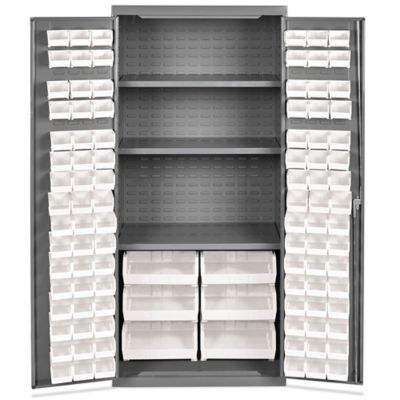 Bin Storage Cabinet - 36 x 24 x 78", 102 White Bins H-8346W