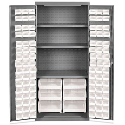 36 WIDE SMALL PARTS STORAGE & SECURITY CABINETS, Size O.D. W x D x H: 36 x  24 x 72, Bins: (96) 4 x 5 x 3, Drawers: Bins - (112) 12