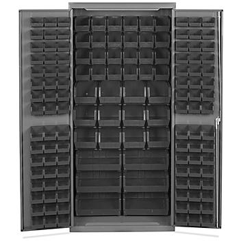 Bin Storage Cabinet - 36 x 24 x 78", 138 Black Bins H-8347BL