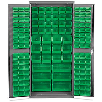 Bin Storage Cabinet - 36 x 24 x 78", 138 Green Bins H-8347G
