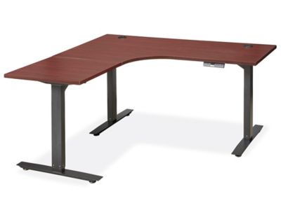 Electric Adjustable Height L-Desk - 60 x 60 x 24", Mahogany, Ontario Only H-8367MAH-C