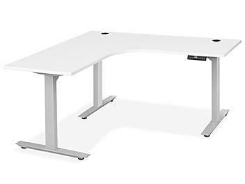 Electric Adjustable Height L-Desk - 60 x 60 x 24", White H-8367W