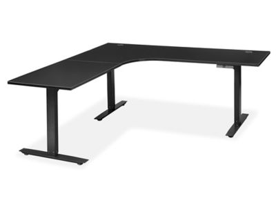 Electric Adjustable Height L-Desk - 72 x 72 x 24", Black H-8368BL