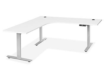 Electric Adjustable Height L-Desk - 72 x 72 x 24", White H-8368W