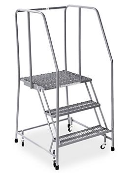 3 Step Rolling Safety Ladder - Assembled with 30" Top Step H-840-30