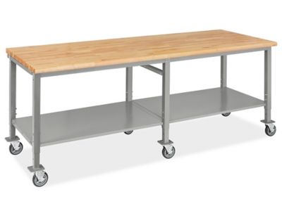 Mobile Heavy-Duty Packing Table - 96 x 36", Maple Top with Rounded Edge H-8401-MAP
