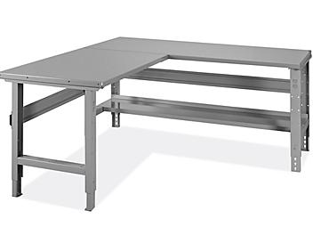 L-Shaped Industrial Packing Table - 72 x 78", Steel Top H-8404-STEEL