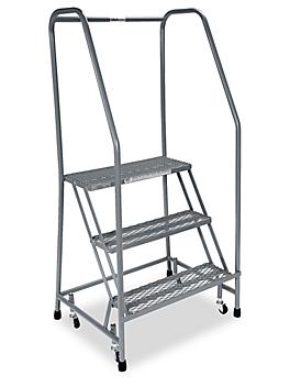 3 Step Rolling Safety Ladder - Assembled