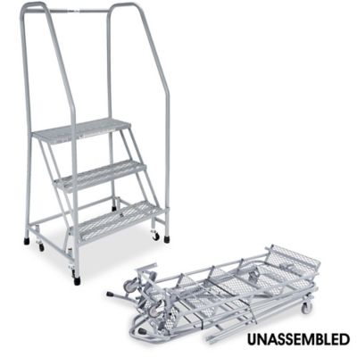 3 Step Rolling Safety Ladder - Unassembled with 10" Top Step H-840U-10