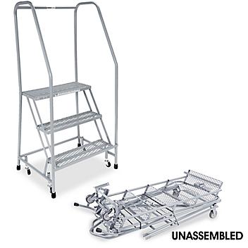 3 Step Rolling Safety Ladder - Unassembled with 10" Top Step H-840U-10