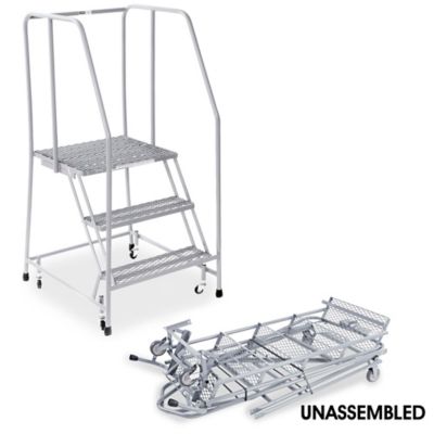 3 Step Rolling Safety Ladder - Unassembled with 20" Top Step H-840U-20