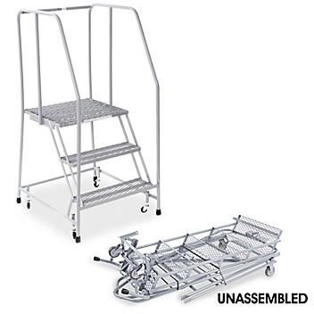 3 Step Rolling Safety Ladder - Unassembled with 20" Top Step H-840U-20