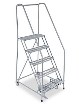 5 Step Rolling Safety Ladder - Assembled