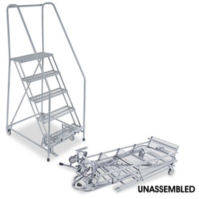 5 Step Rolling Safety Ladder - Unassembled with 10" Top Step H-841U-10