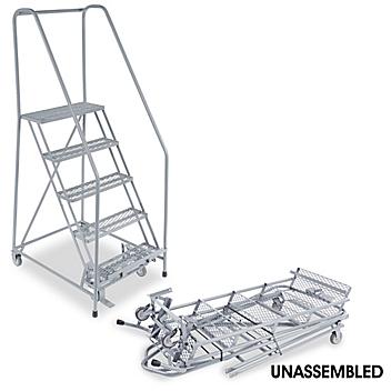5 Step Rolling Safety Ladder - Unassembled with 10" Top Step H-841U-10