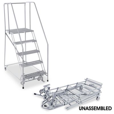 5 Step Rolling Safety Ladder - Unassembled with 30" Top Step H-841U-30