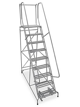 9 Step Rolling Safety Ladder - Assembled with 20" Top Step H-842-20