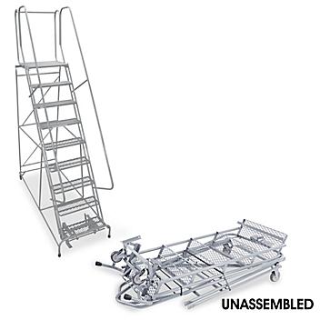9 Step Rolling Safety Ladder - Unassembled with 20" Top Step H-842U-20