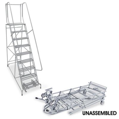9 Step Rolling Safety Ladder - Unassembled with 30" Top Step H-842U-30