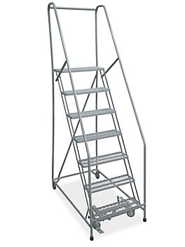 7 Step Rolling Safety Ladder - Assembled with 10" Top Step H-843-10