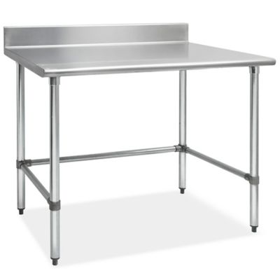  Mesa de trabajo con marco I de aluminio con tapa de acero  inoxidable. Tamaño: 34 H x 72 W x 30 D : Productos de Oficina