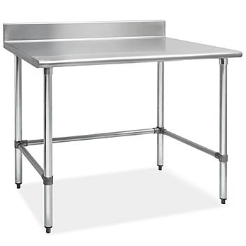Standard Stainless Steel Worktable with Backsplash without Bottom Shelf - 48 x 30" H-8439