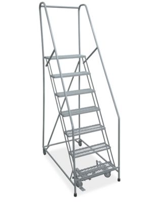 7 Step Rolling Safety Ladder - Unassembled with 10" Top Step H-843U-10