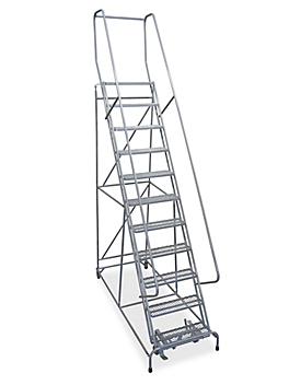 11 Step Rolling Safety Ladder - Assembled with 10" Top Step H-844-10