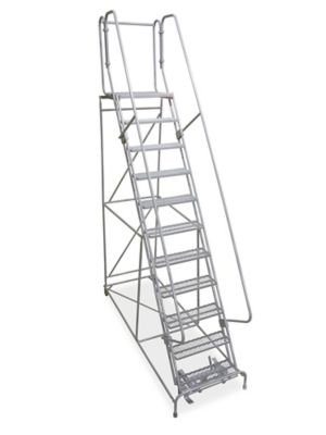 11 Step Rolling Safety Ladder - Unassembled with 20" Top Step H-844-20