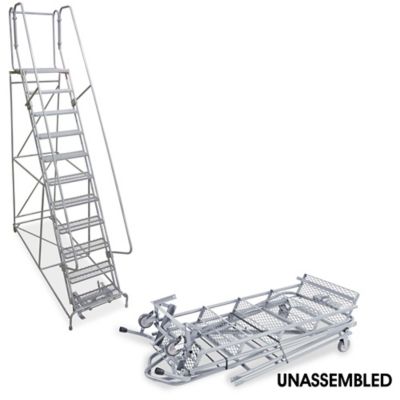11 Step Rolling Safety Ladder - Unassembled with 20" Top Step H-844-20