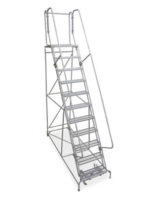 11 Step Rolling Safety Ladder - Unassembled with 30" Top Step H-844-30