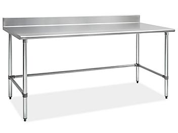 Standard Stainless Steel Worktable with Backsplash without Bottom Shelf - 72 x 30" H-8441