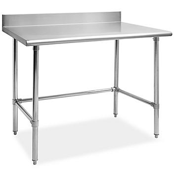 Deluxe Stainless Steel Worktable with Backsplash without Bottom Shelf - 48 x 30" H-8442