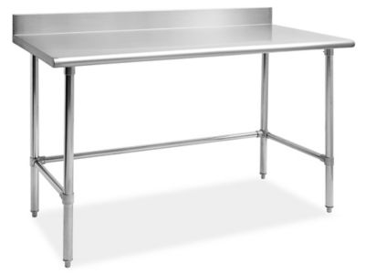 Deluxe Stainless Steel Worktable with Backsplash without Bottom Shelf - 60 x 30" H-8443