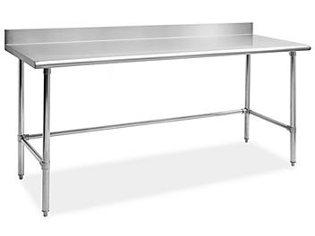 Deluxe Stainless Steel Worktable with Backsplash without Bottom Shelf - 72 x 30" H-8444