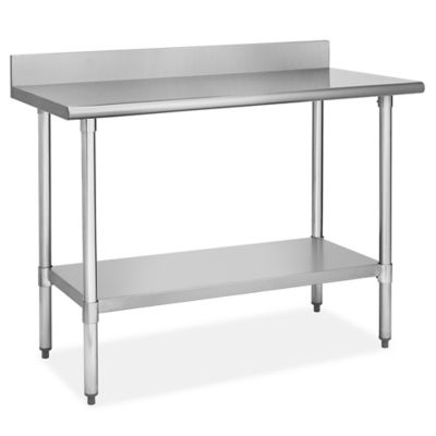 Standard Stainless Steel Worktable with Backsplash and Bottom Shelf - 48 x 24" H-8445