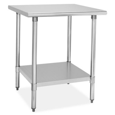 Standard Stainless Steel Worktable with Bottom Shelf - 30 x 30" H-8449